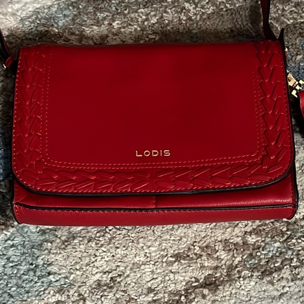 Lodis Harper Red Leather Crossbody Bag with Braided Detailing